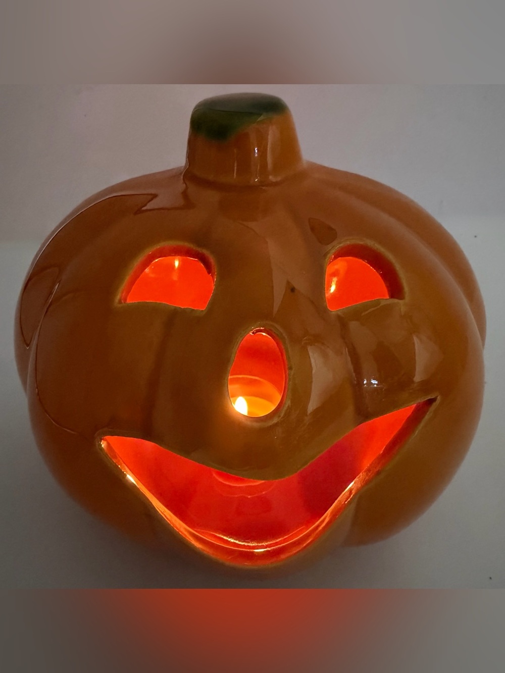 Vintage Ceramic Jack O Lantern Candy Bowl Planter Halloween Pumpkin 6.5” Glazed - Picture 6 of 10